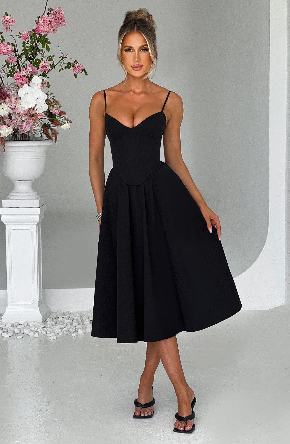 MARIELLA MIDI DRESS - BLACK