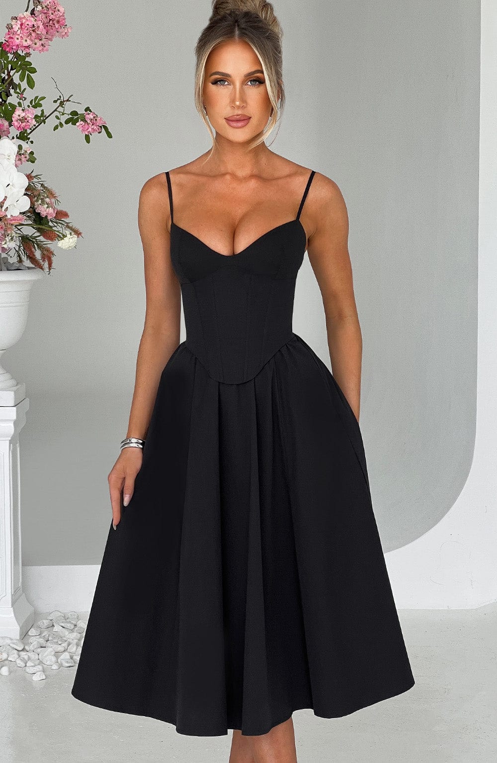 MARIELLA MIDI DRESS - BLACK