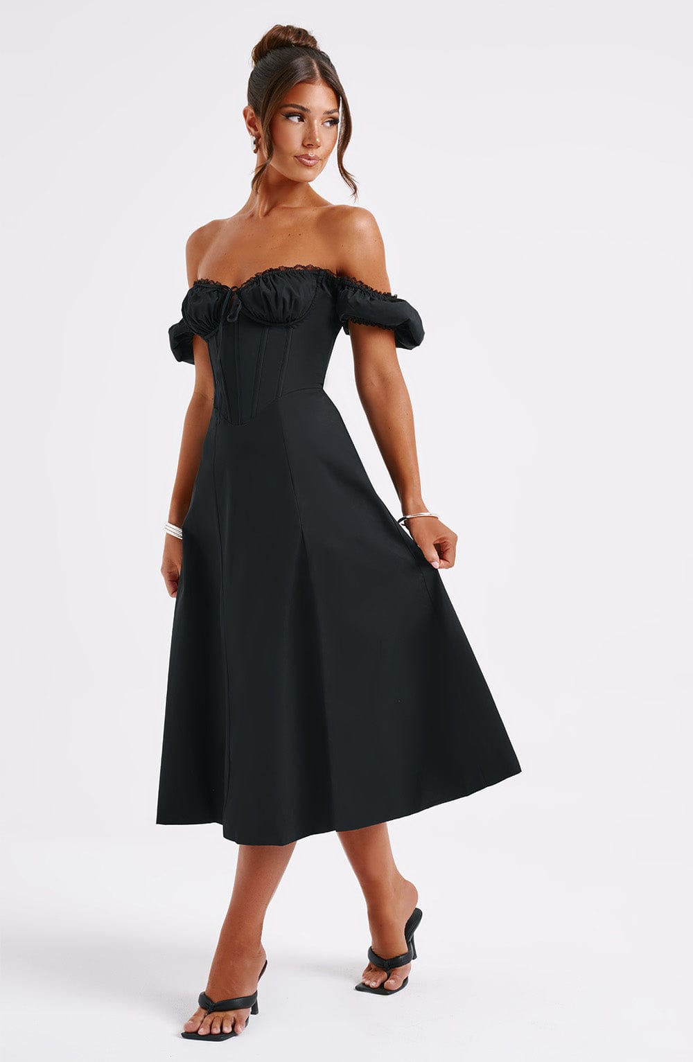 COURTNEY MIDI DRESS - BLACK