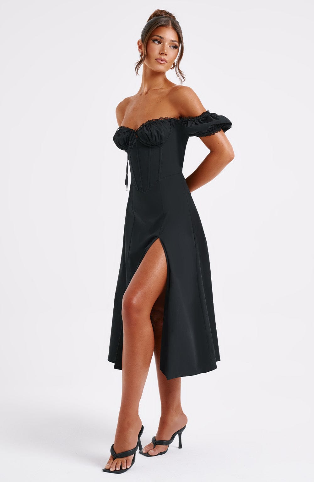 COURTNEY MIDI DRESS - BLACK