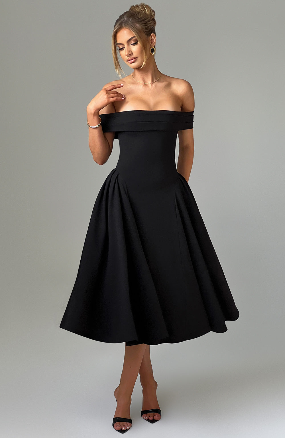 MIRANDA MIDI DRESS - BLACK