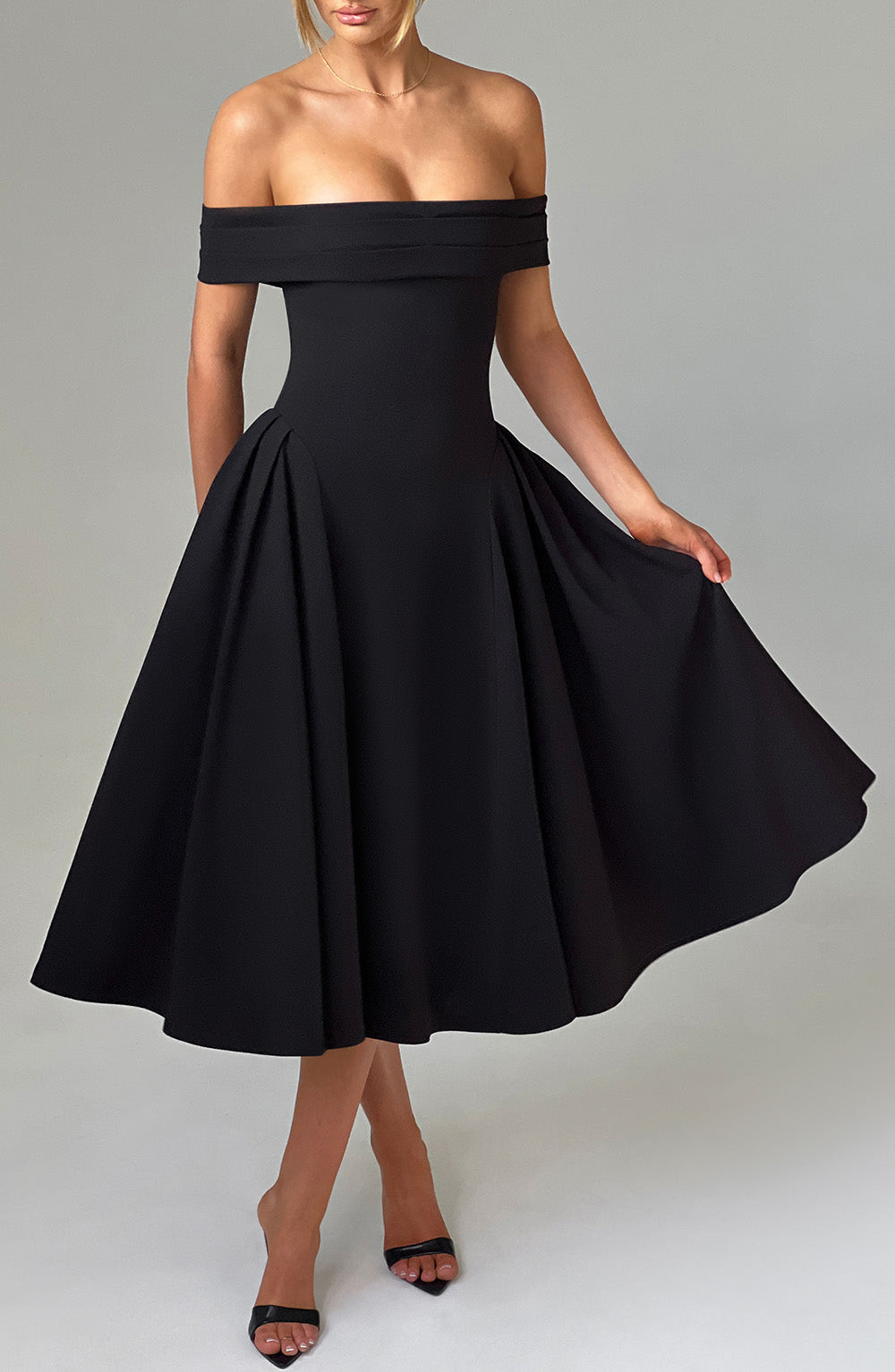 MIRANDA MIDI DRESS - BLACK