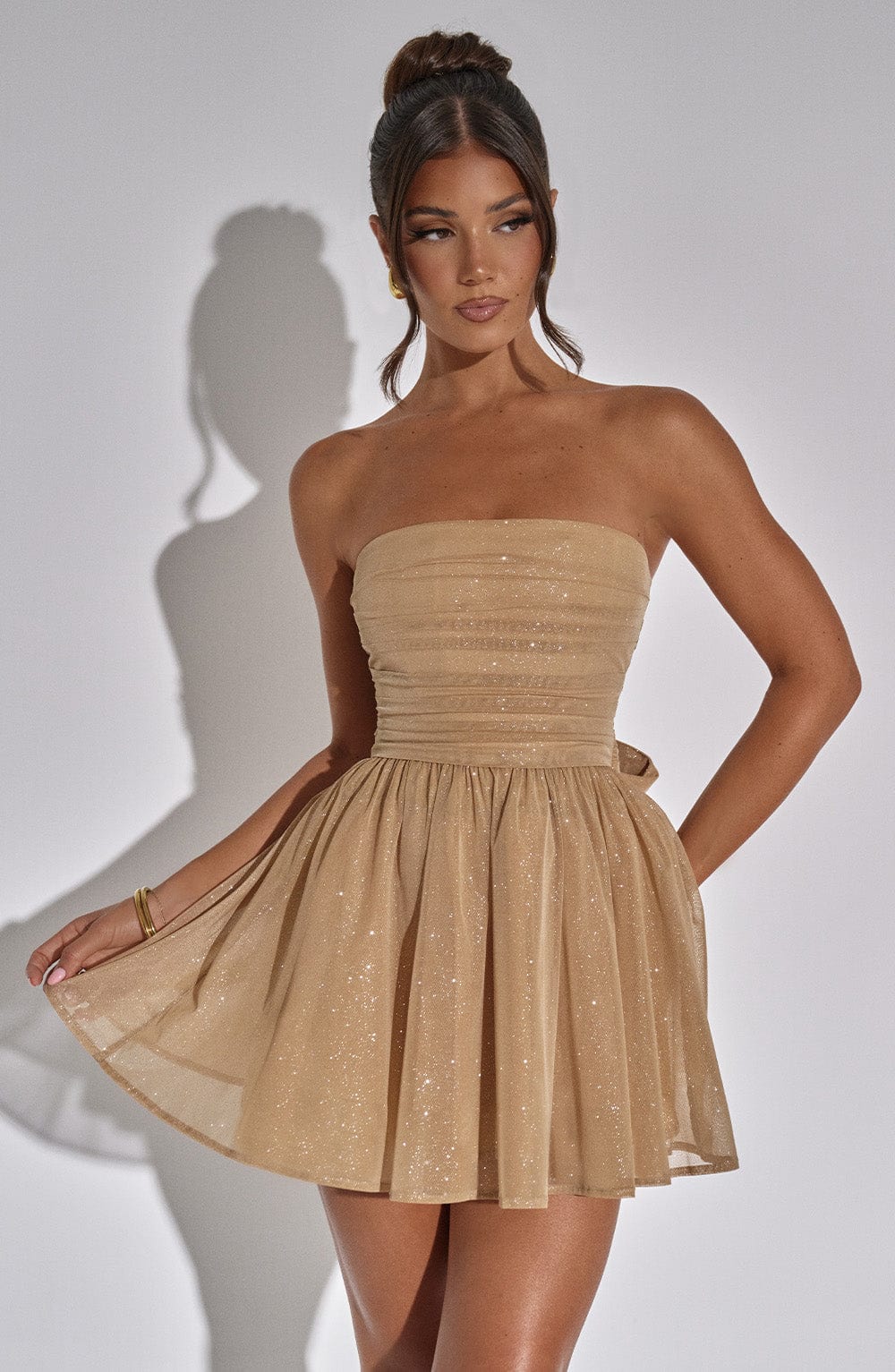 KATRINA MINI DRESS - GOLD SPARKLE