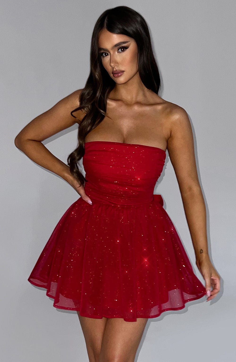 KATRINA MINI DRESS - RED SPARKLE